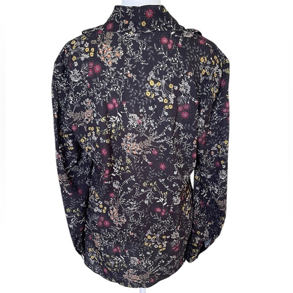 Vintage Donna Degnan Dark Floral Print V-Neck Blouse - Size 6 - Picture 2 of 7